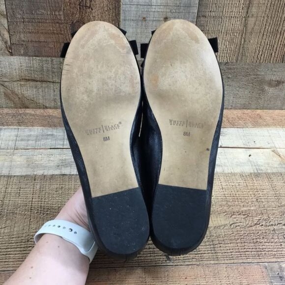 White House Black Market Black Red Gemstone Toe Ballet Flats Womens 8M Slip‎ On - Picture 12 of 13